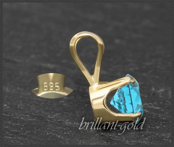 Anhänger 585 Gold türkiser Topas 4,5,6,7mm